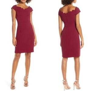 Nordstrom Harlyn Column Dress Sweetheart Scalloped Neckline Burgundy.  Sz S. NWT